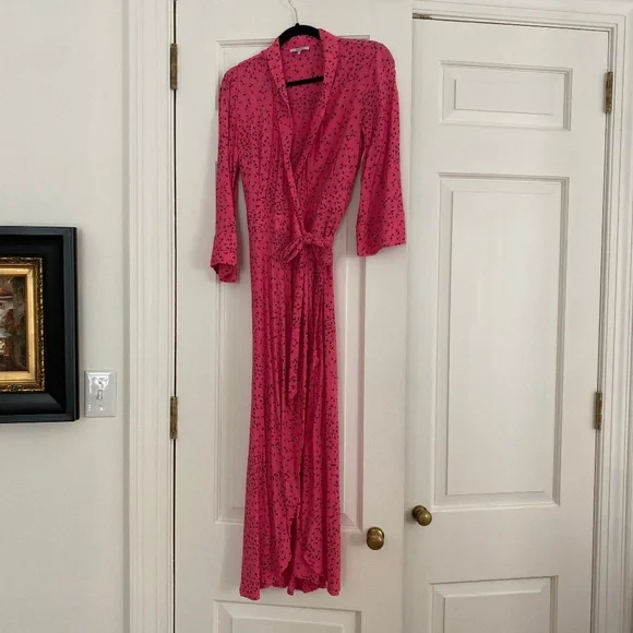 ganni pink wrap dress Ganni | Dresses | Ganni Size 38 Pink Long Wrap Dress